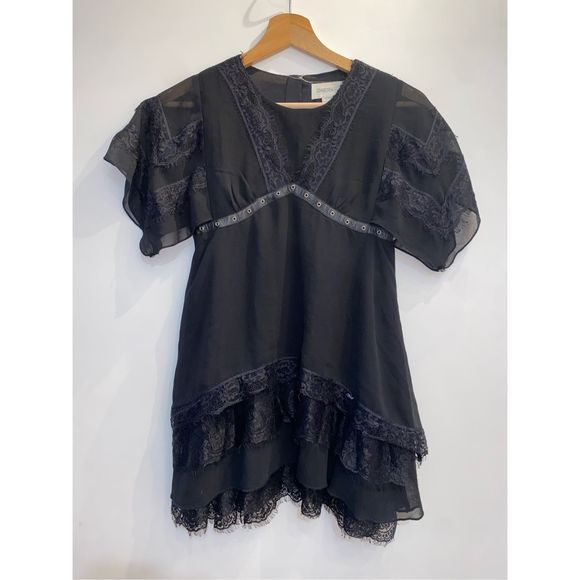 DIESEL Black Tessie Lace Dress Short Sleeve Lace Dress Size 8 - Picture 2 of 15